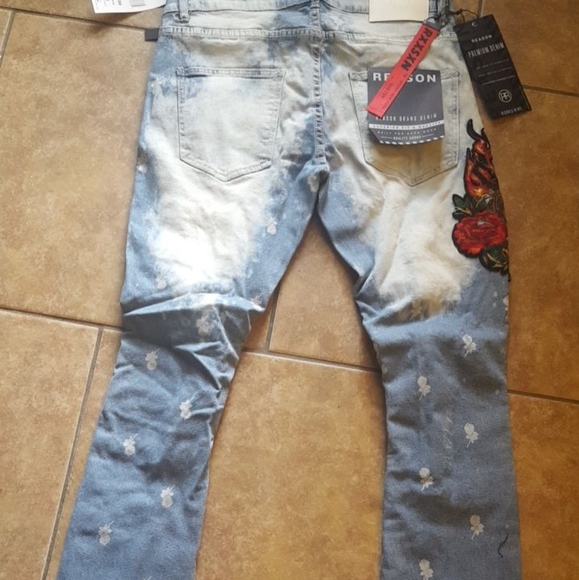 🆕️Distress Denim Flame Tiger Jeans 34w - Picture 7 of 8